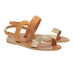 Clio Leather Nat/Platinum Sandals 3-4