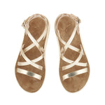 Delia Comfort Leather Platinum sandals top