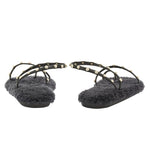 Eleftheria Shearling Black/Gold Studs sandals back