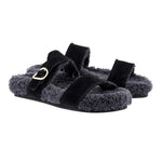 Latria Suede/Sheepskin All Black sandals 3-4