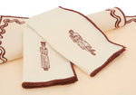 Set Of 4 Napkins Ecru/Maroon