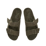 Diogenis Suede Leather Olive slide sandals top