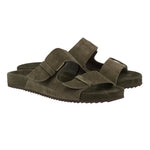 Diogenis Suede Leather Olive slide sandals 3-4
