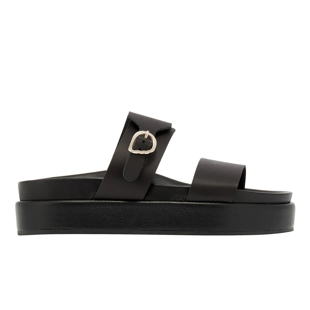 Latria 2Flatform Leather Black – Ancient Greek Sandals