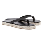 Solon Espadrille Leather Black sandals 3-4