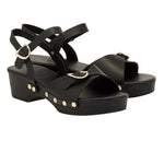 Irini Clog Leather Black sandals 3-4