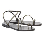 Eleftheria Stitch Leather Black sandals 3-4