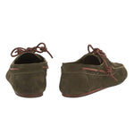 Pliario Suede Leather Olive boat shoes back