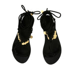 Erika Coins Suede Black sandals top