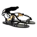 Erika Coins Suede Black sandals 3-4