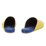 The Slipper Satin Ochre/Navy back view