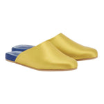 The Slipper Satin Ochre/Navy 3-4 view