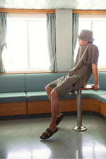 Diogenis Suede Leather Olive slide sandals