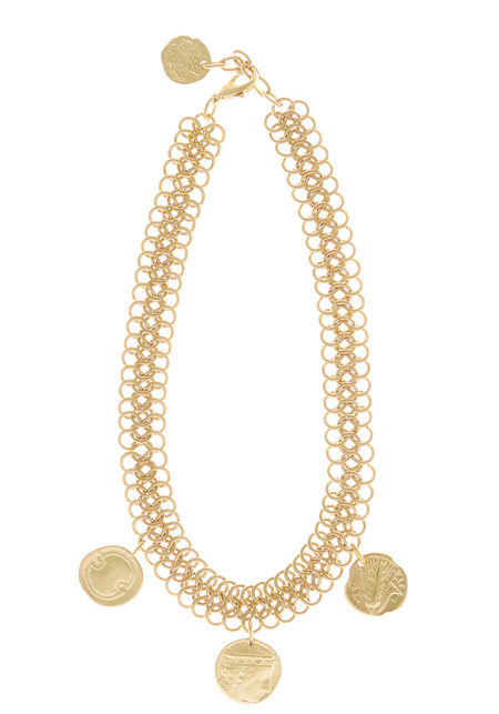 Triple Chain Necklace - Gold/Gold Coin