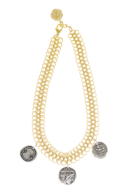 Triple Chain Necklace - Gold/Silver Coin