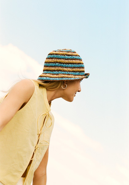 Lucy Bucket Hat - BLUE/TAN