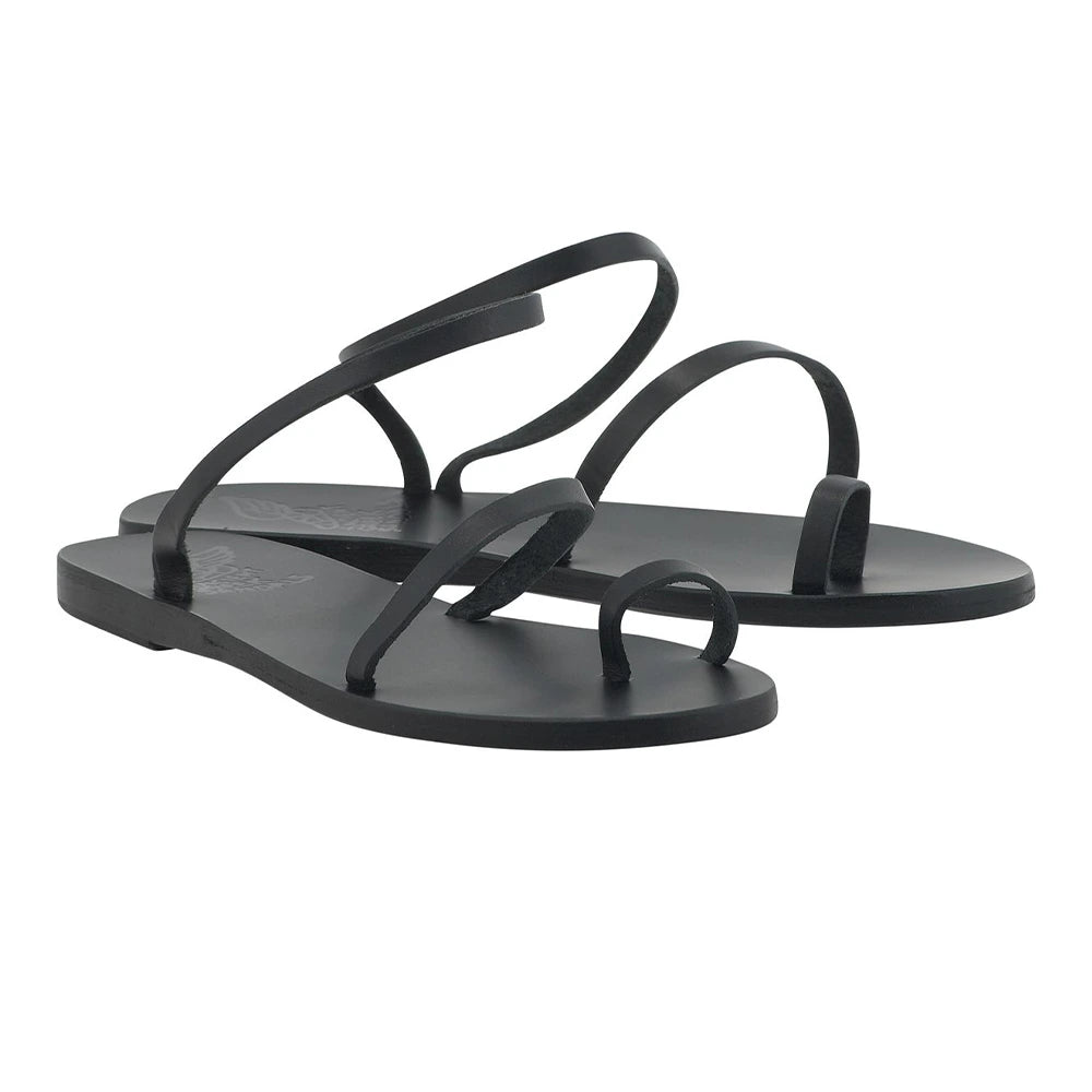 Apli Eleftheria Leather Black sandals 3-4