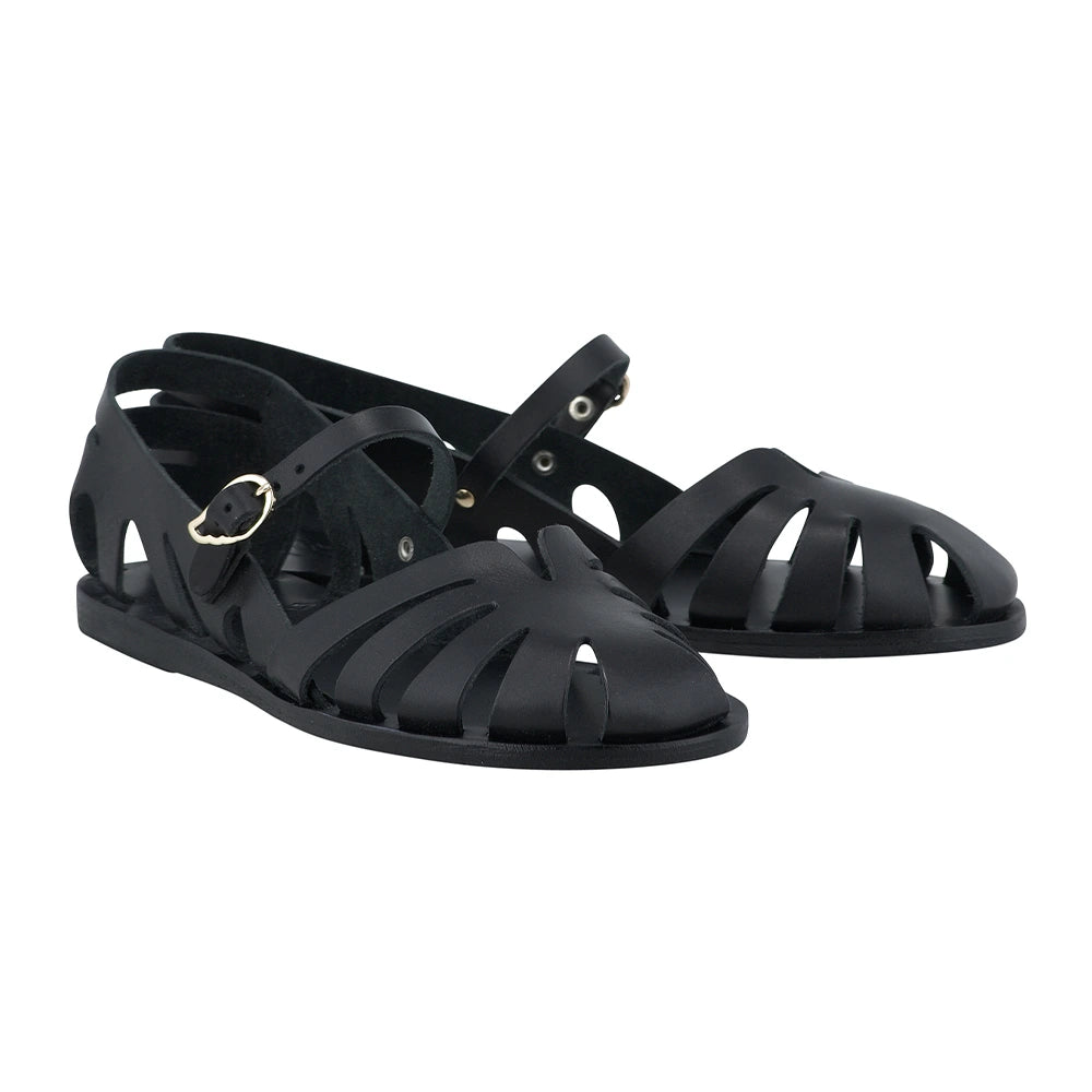 Apollonia Leather Black sandals 3-4