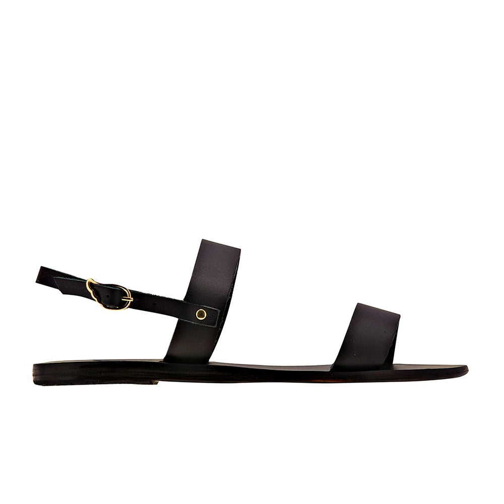 Ancient Greek Sandals Clio black leather two-strap mule