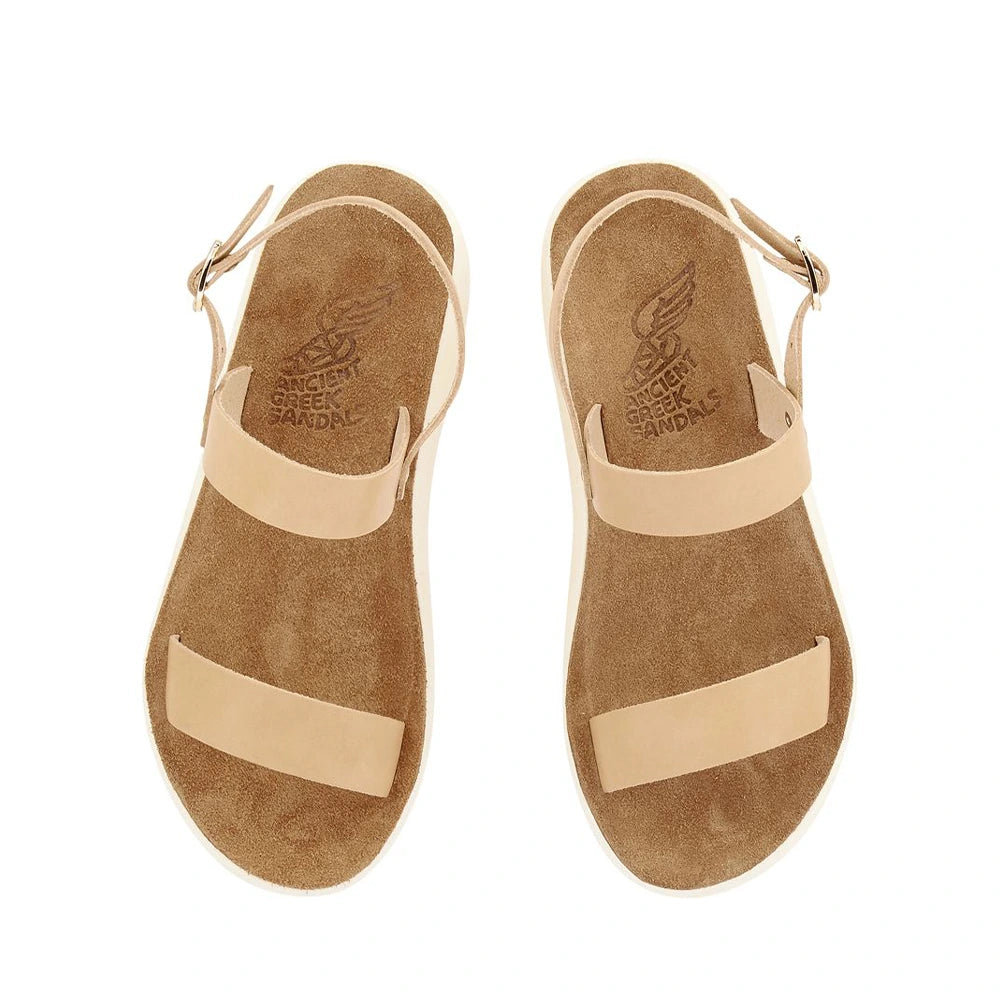 Clio Comfort Leather Natural sandals top