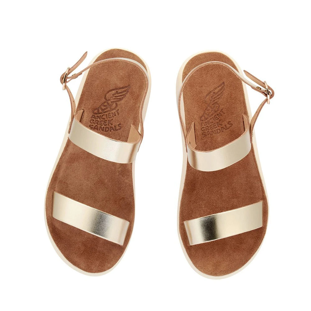 Clio Comfort Leather Platinum sandals top
