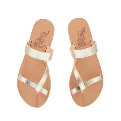 Daphnae Leather Platinum sandals top