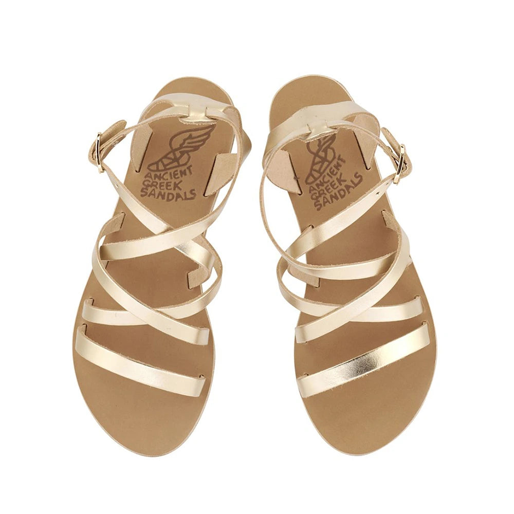 Delia Leather Platinum sandals top