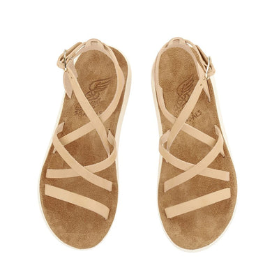 Delia Comfort Leather Natural sandals top