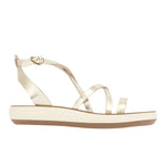 Delia Comfort Leather Platinum sandals side