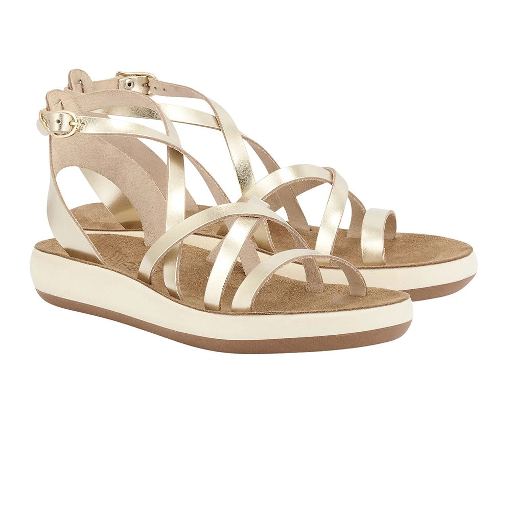 Delia Comfort Leather Platinum sandals 3-4