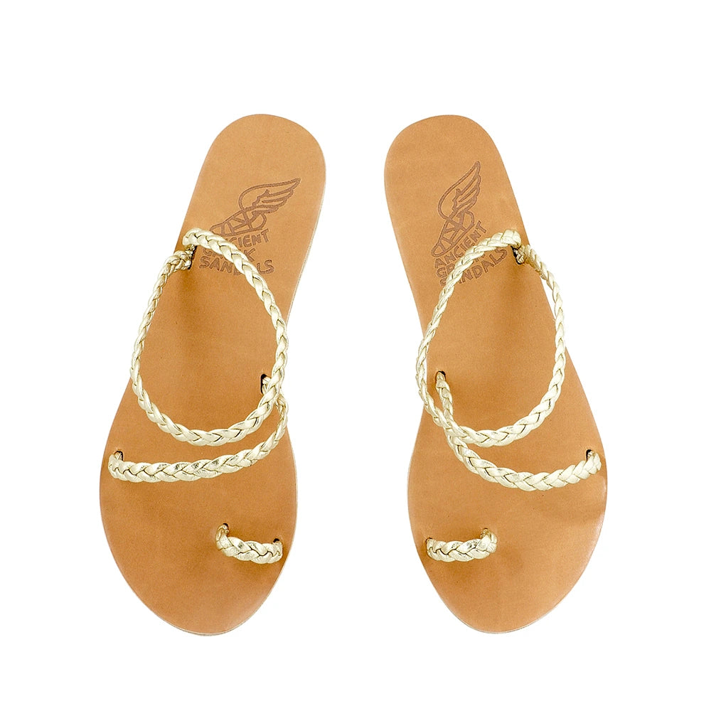 Eleftheria Leather Platinum sandals top