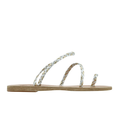 Eleftheria Leather Plat/Silver sandals side