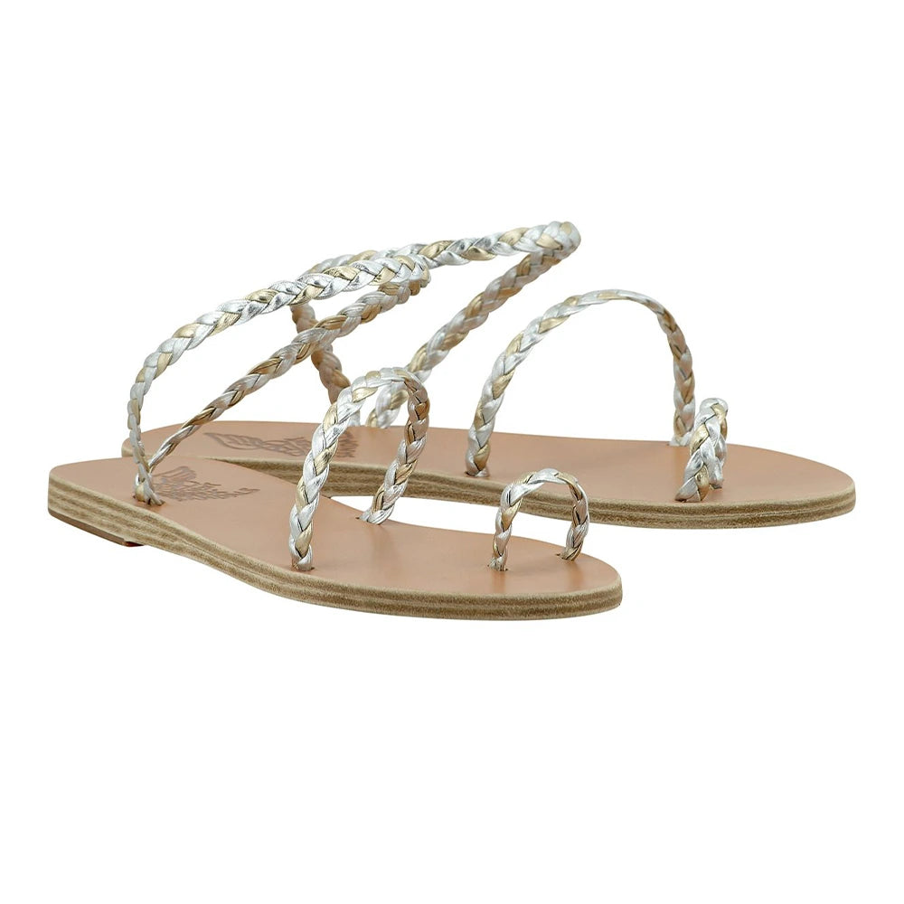 Eleftheria Leather Plat/Silver sandals 3-4