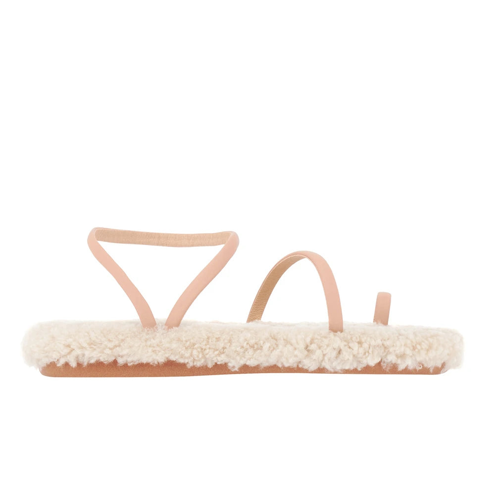 Eleftheria Shearling Natural sandals side