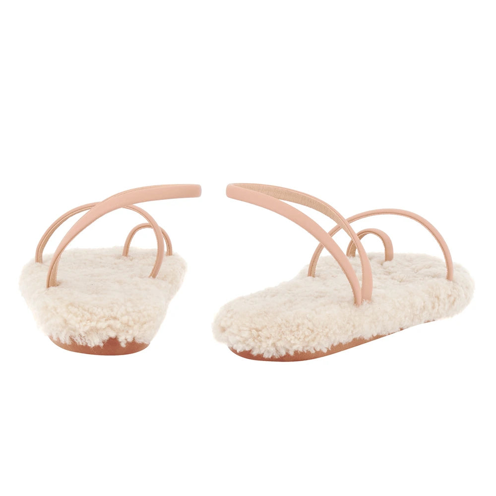 Eleftheria Shearling Natural sandals back