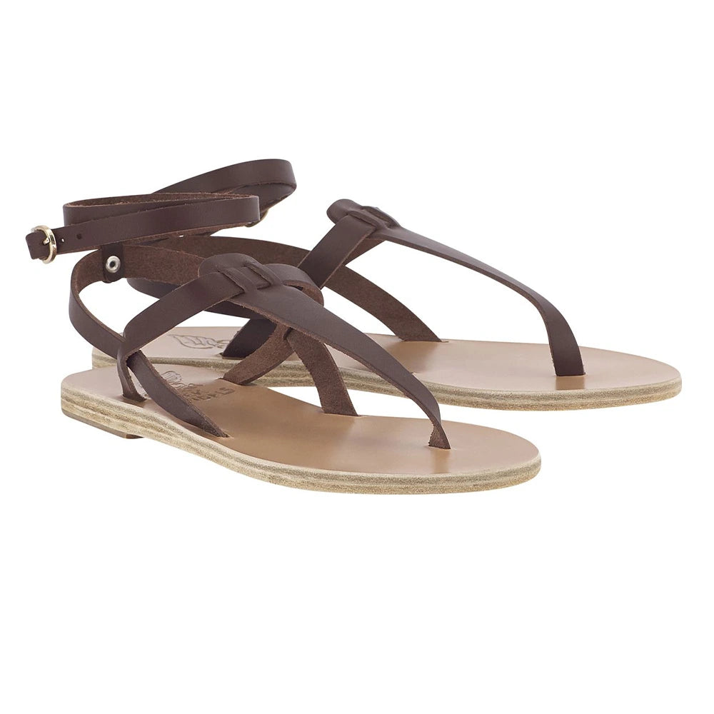 Estia Leather Chestnut sandals 3-4