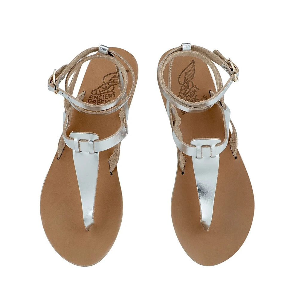 Estia Leather Silver sandals top