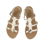 Grace Kelly Leather Platinum sandals top