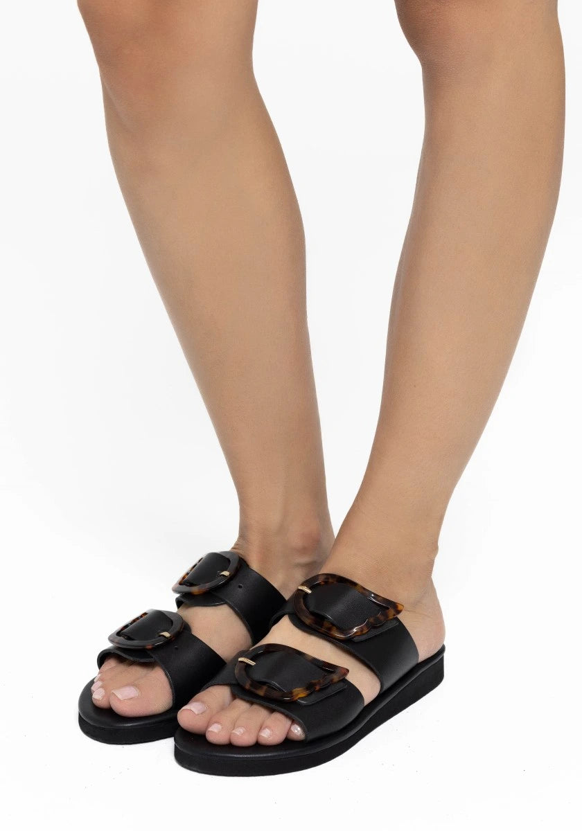 Iaso Leather Black/Tortoiseshell sandals 