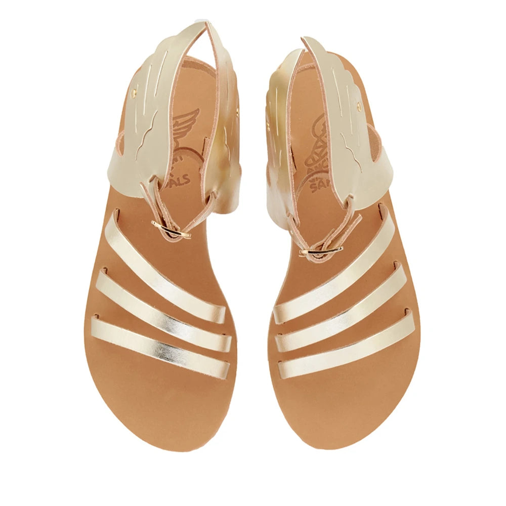 Ikaria Leather Platinum sandals top