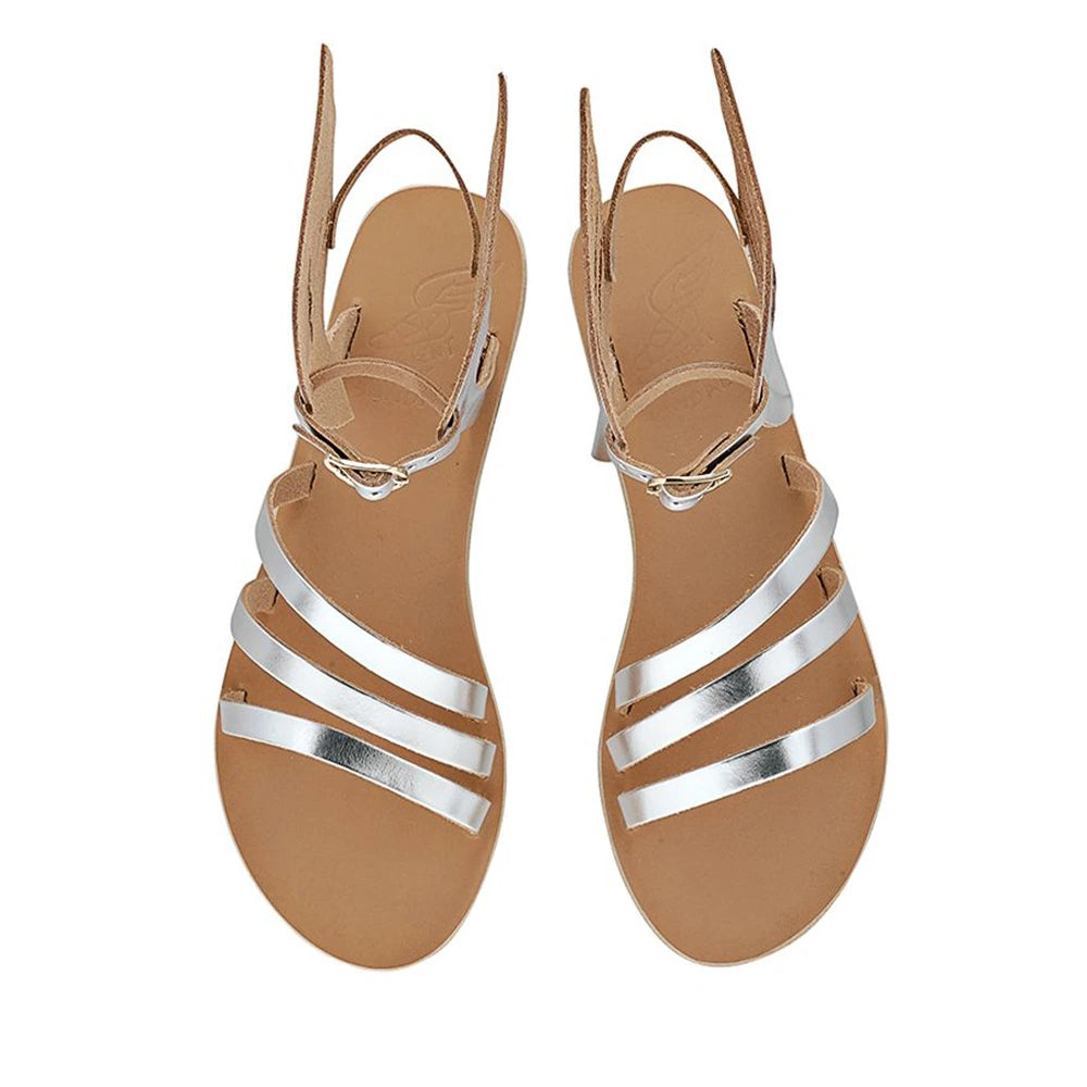 Ikaria Leather Silver sandals top