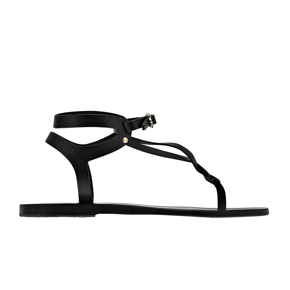 Ismene Leather Black sandals side