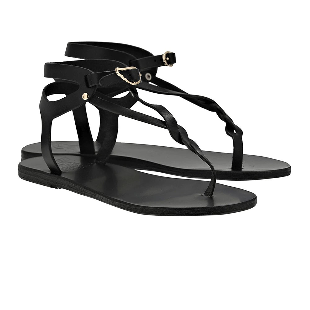 Ismene Leather Black sandals 3-4