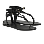 Ismene Leather Black sandals 3-4