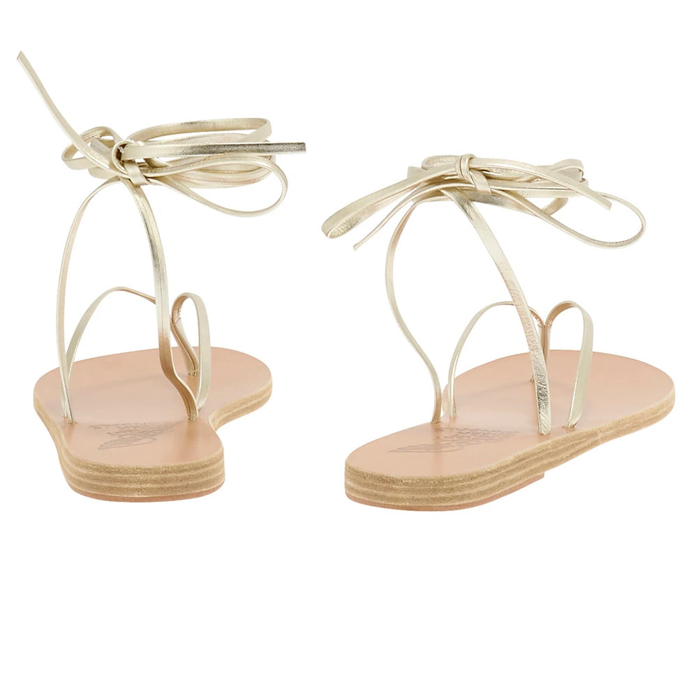Celia Leather Platinum sandals back