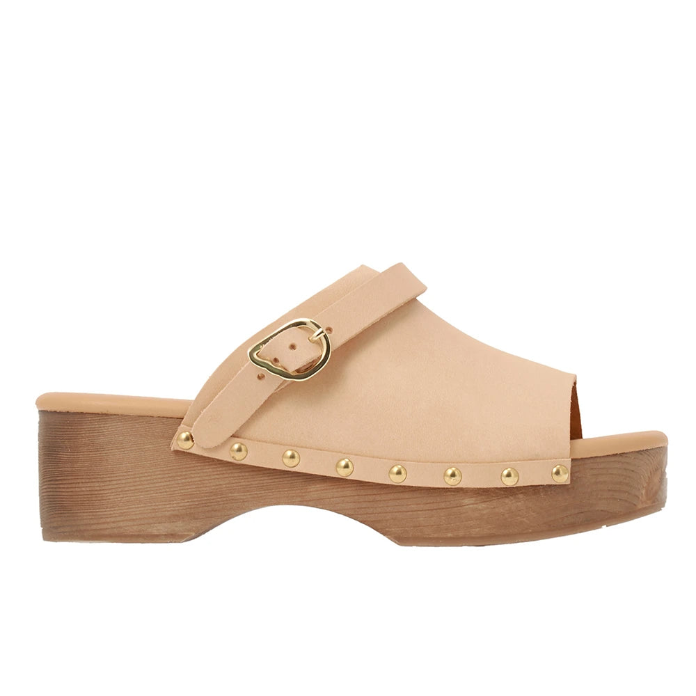 Classic Clog  Leather Natural sandals side