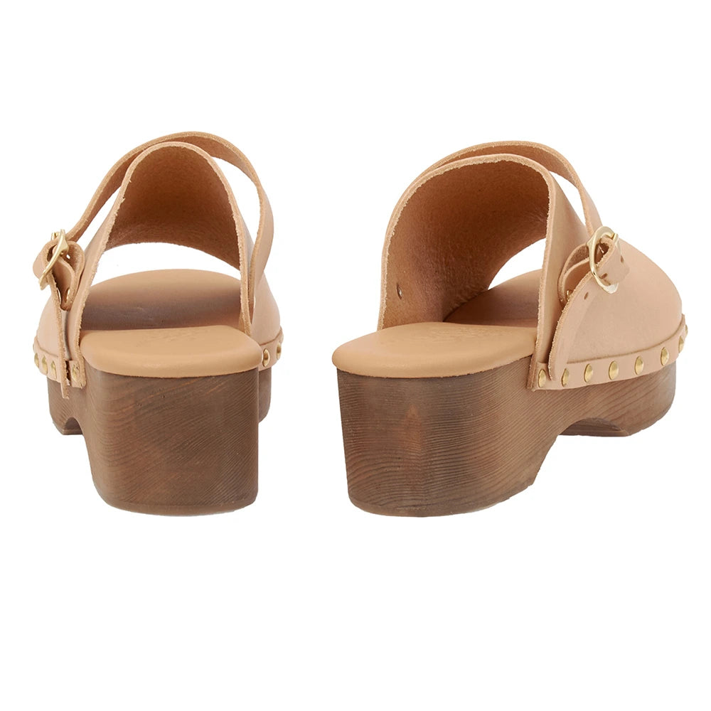 Classic Clog  Leather Natural sandals back