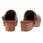 Classic Closed Clog Leather Chestnut sandals back