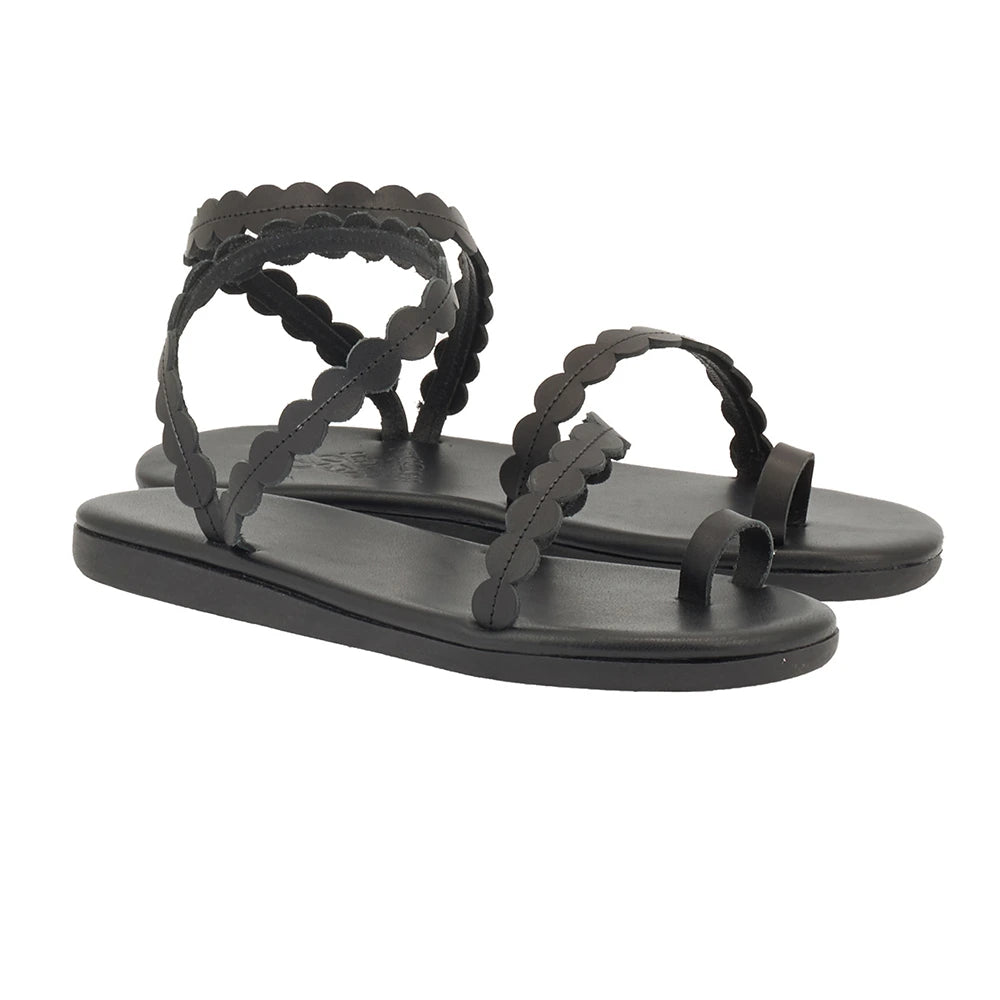 Aura Leather Black sandals 3-4