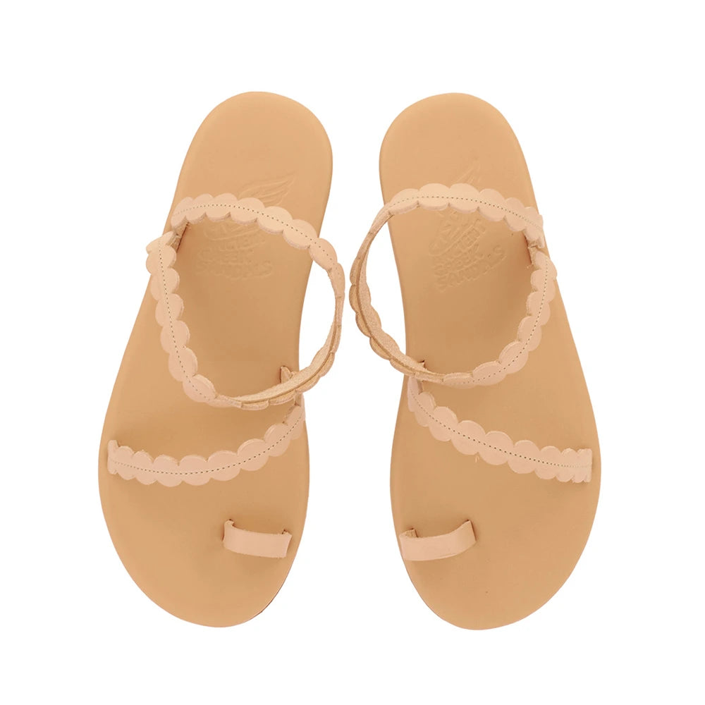Aura Leather Natural sandals top